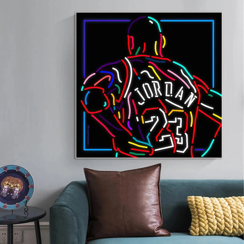 Colorful Lines Basketball Star Wall Poster