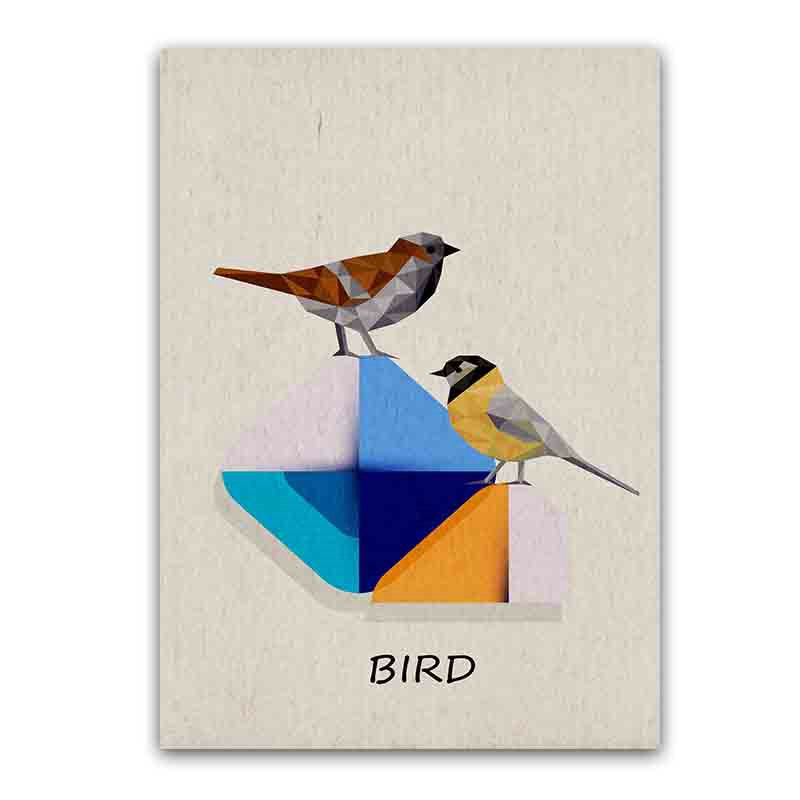 Nordic Art Birds Pattern Canvas Wall Art for Kids Room