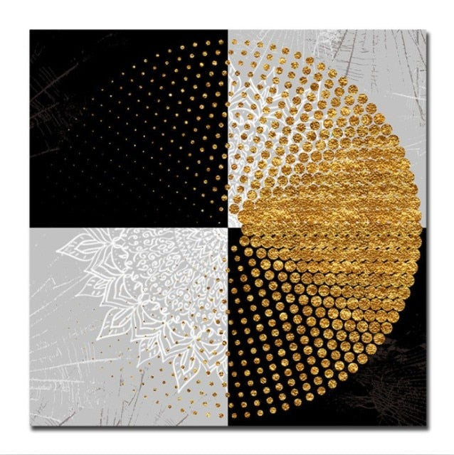 Abstract Nordic Gold and Black Canvas Wall Art