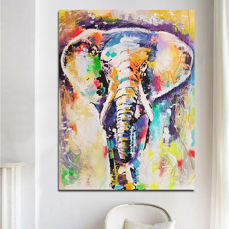 Abstract Colorful Elephant Wall Art