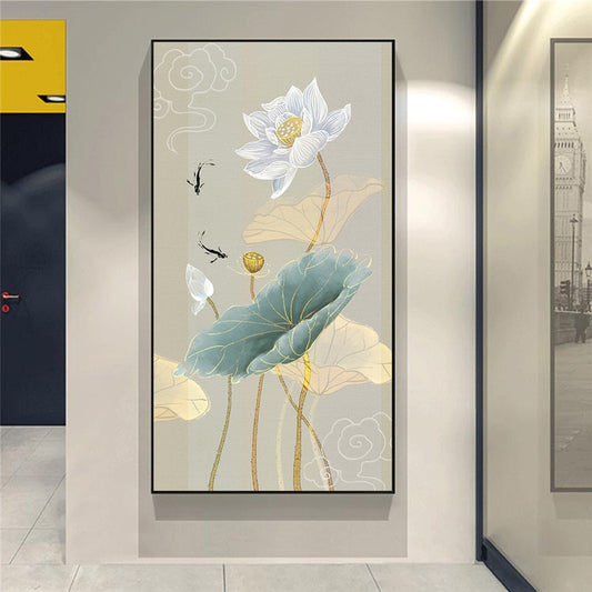 Lotus Flower Modern Canvas Painting Wall Art Print