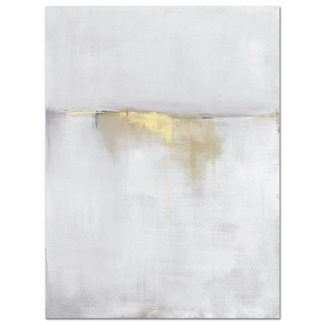 Gold and White Cloud Effect Abstract Canvas Wall Print
