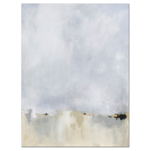 Gold and White Cloud Effect Abstract Canvas Wall Print