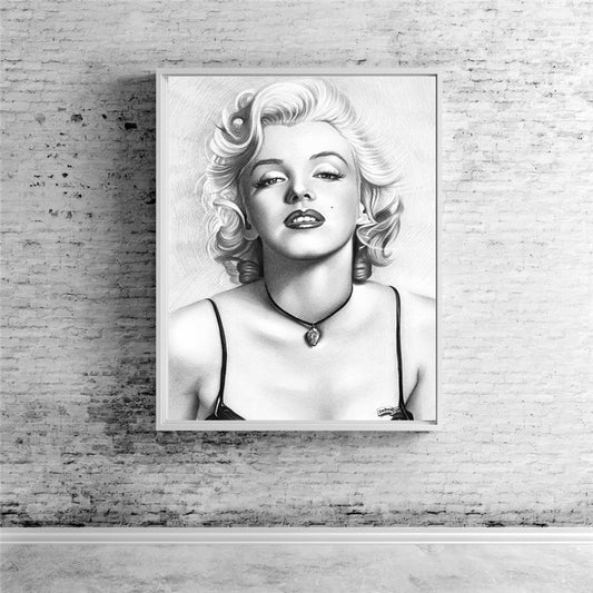 Marilyn Monroe Lady in Black and White Canvas Print Wall Art