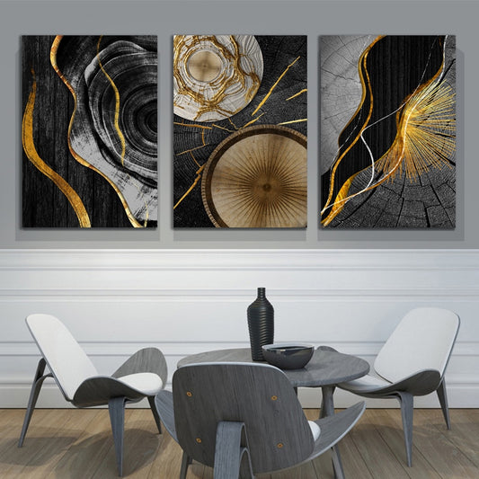 Golden and Black Abstract Wall Art Canvas Prints