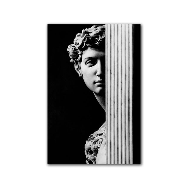 Nordic Black and White David Sculpture Canvas Print