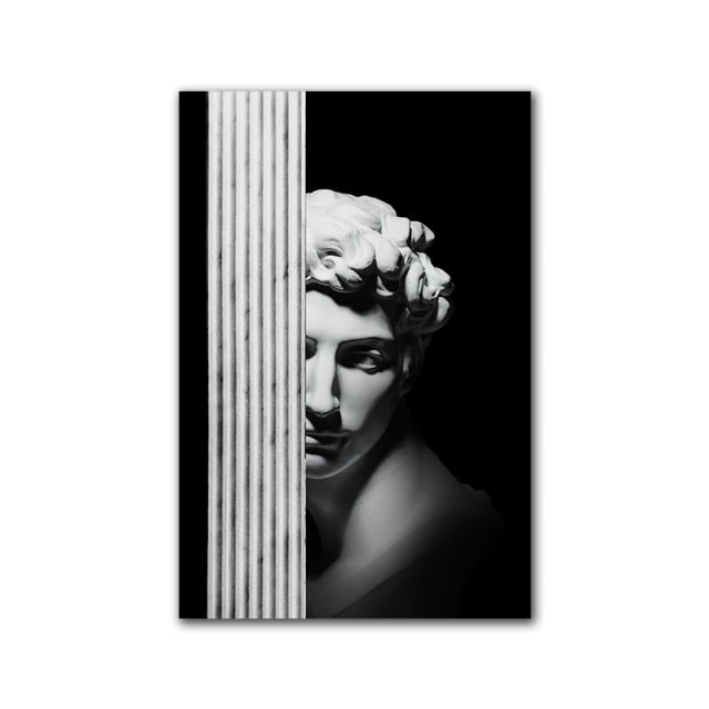 Nordic Black and White David Sculpture Canvas Print