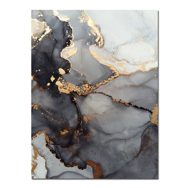 Marble Pattern Abstract Golden Canvas Modern Wall Art