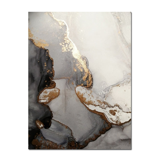 Marble Pattern Abstract Golden Canvas Modern Wall Art
