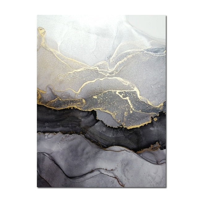 Marble Pattern Abstract Golden Canvas Modern Wall Art