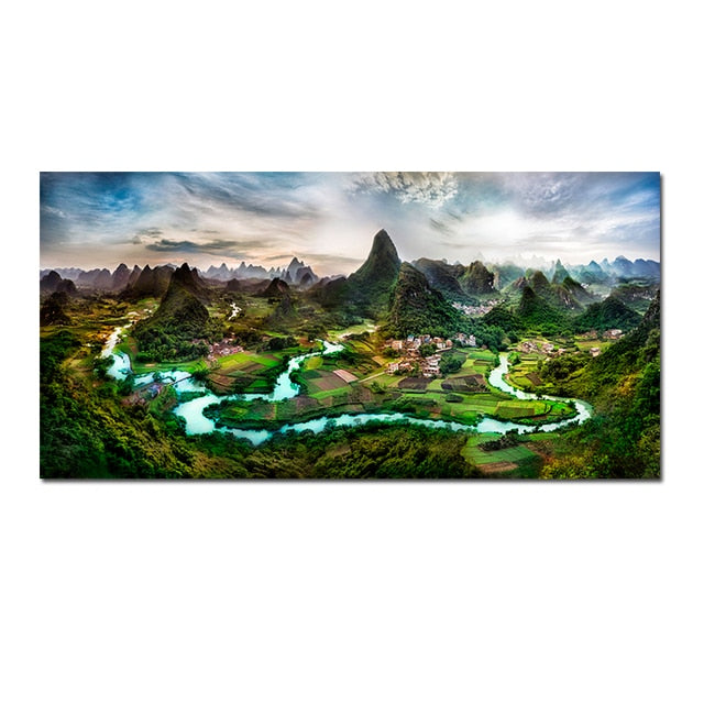 Surreal Guilin China Field Forest Landscape