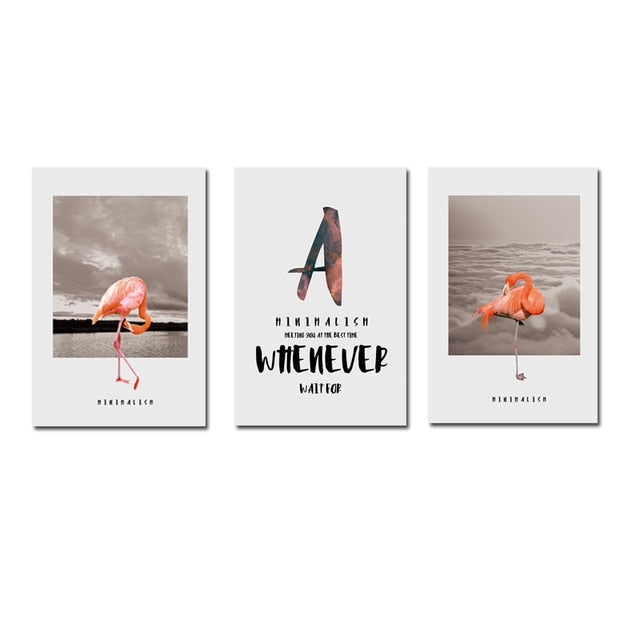 Nordic Flamingo Sea Minimalism Quote Canvas Print