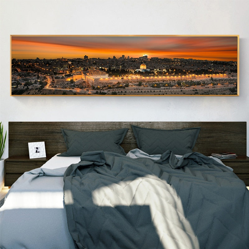 City Sunset Scenery Canvas Wall Art