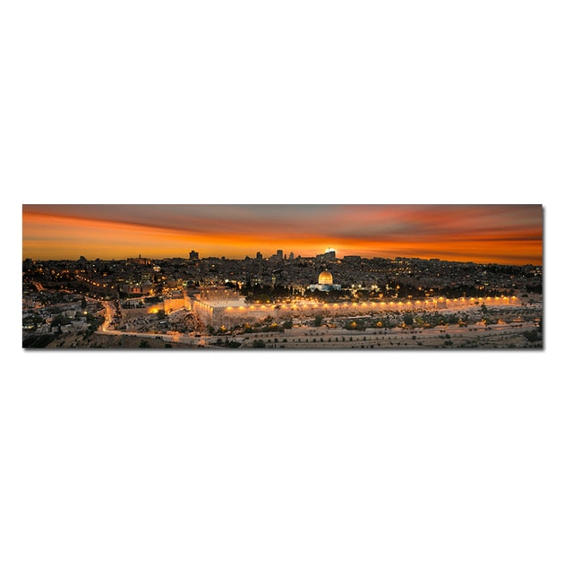 City Sunset Scenery Canvas Wall Art