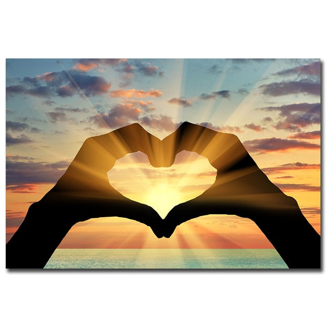 Ocean Love Heart Canvas Wall Art