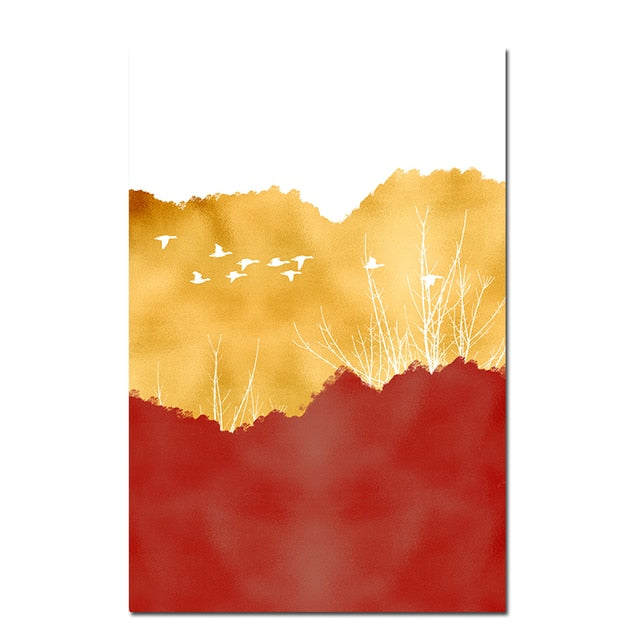 Nordic Abstract Mountain Landscape Painting