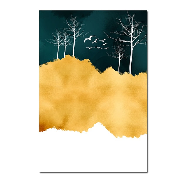Nordic Abstract Mountain Landscape Painting