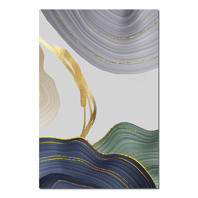 Nordic Green and Blue Abstract Wall Art