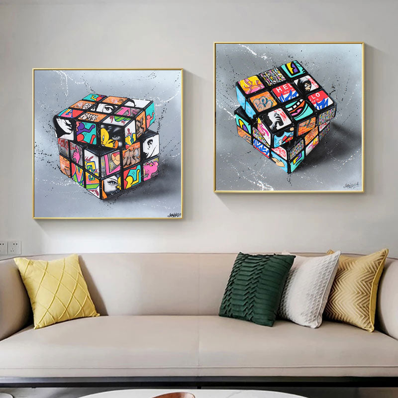 Rubik's Cube Graffiti Wall Art Canvas Painting