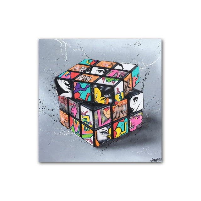 Rubik's Cube Graffiti Wall Art Canvas Painting