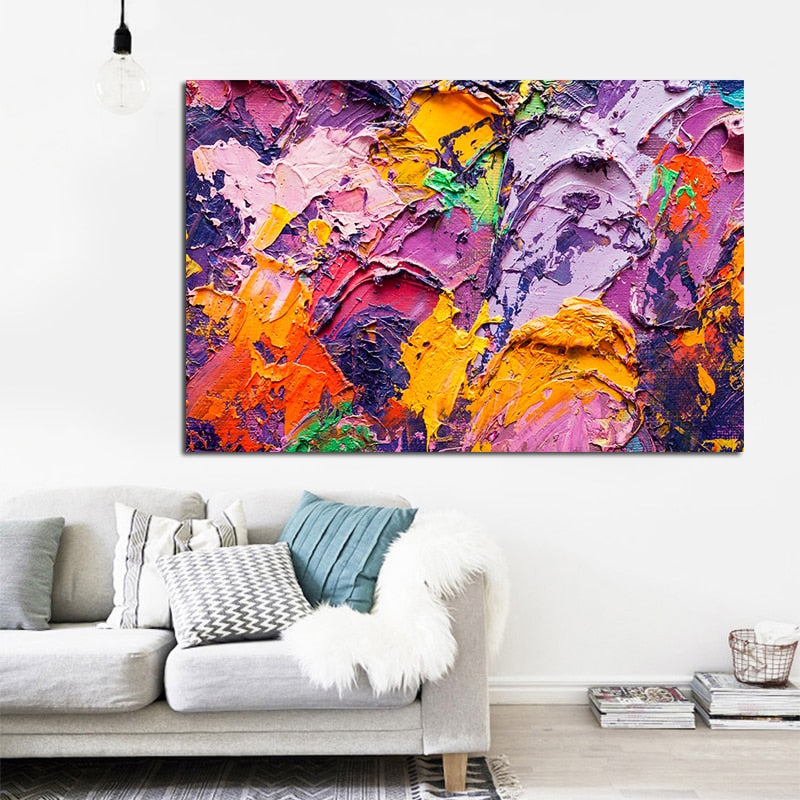 Purple Yellow Pink Oil Paint Mixture Abstract Graffiti Art