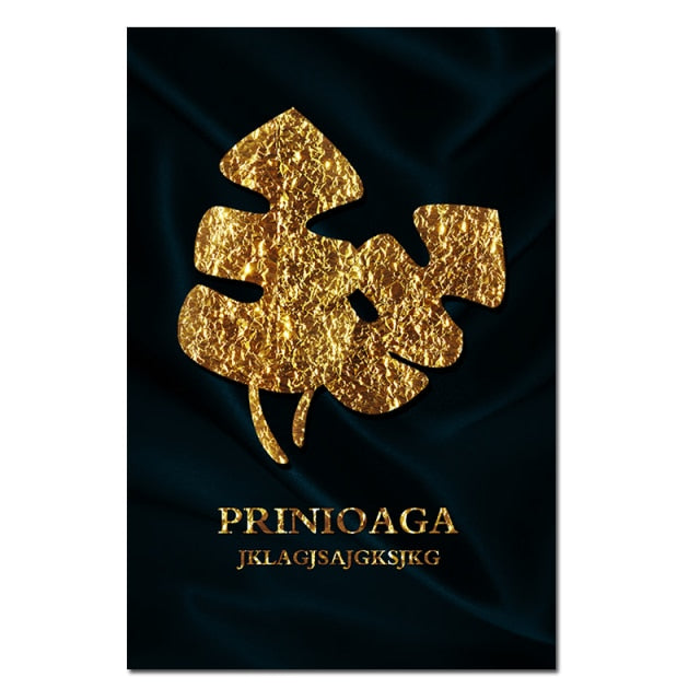 Abstract Leaf Painting Luxury Gold Plant Wall Art Posters