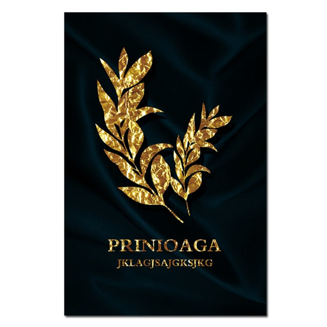 Abstract Leaf Painting Luxury Gold Plant Wall Art Posters