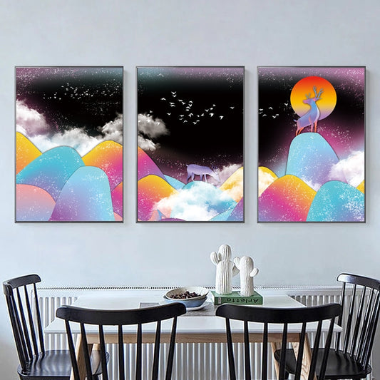 Abstract Nordic Colorful Mountain Scenery Canvas Paintings