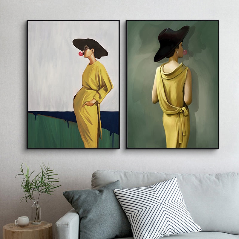 Bubblegum Lady in Yellow Dress