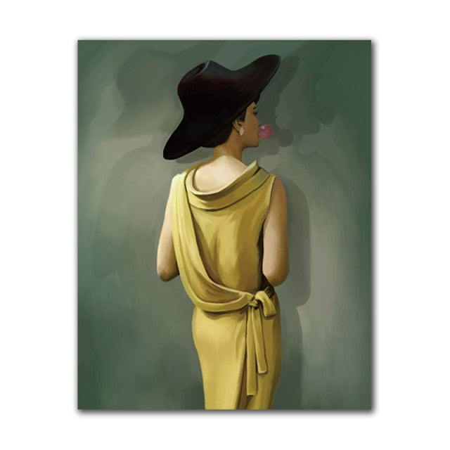 Bubblegum Lady in Yellow Dress