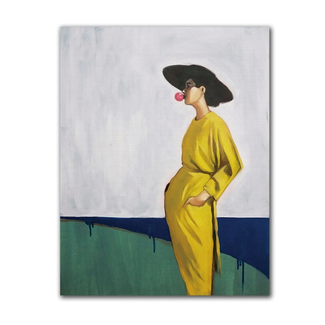 Bubblegum Lady in Yellow Dress