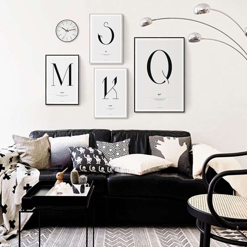 Nordic Alphabet Quotes A to M Posters Canvas Wall Prints