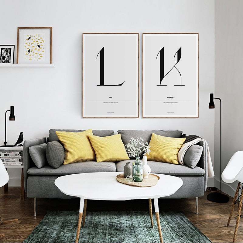 Nordic Alphabet Quotes A to M Posters Canvas Wall Prints