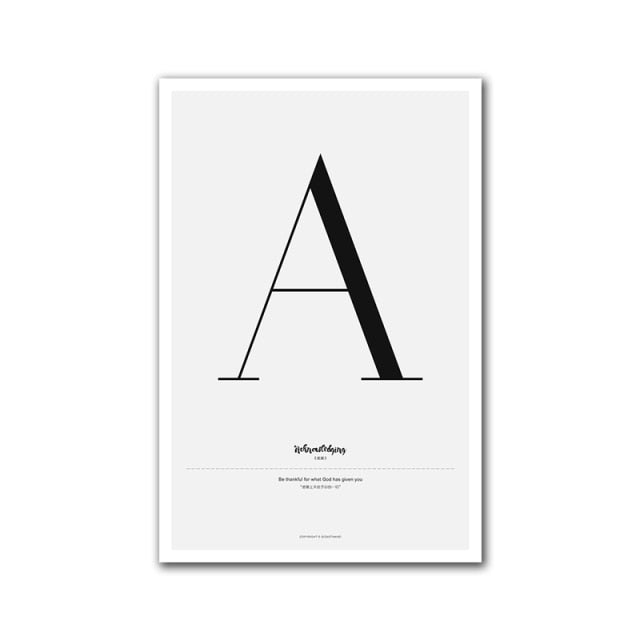 Nordic Alphabet Quotes A to M Posters Canvas Wall Prints