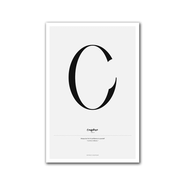 Nordic Alphabet Quotes A to M Posters Canvas Wall Prints