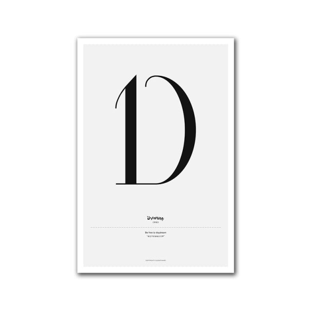Nordic Alphabet Quotes A to M Posters Canvas Wall Prints