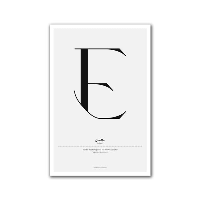 Nordic Alphabet Quotes A to M Posters Canvas Wall Prints