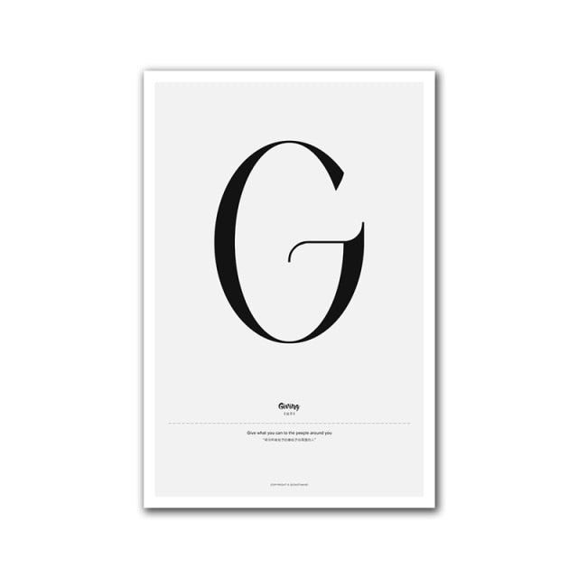 Nordic Alphabet Quotes A to M Posters Canvas Wall Prints