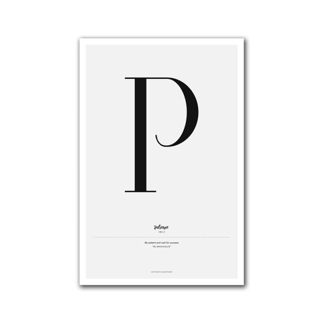 Nordic Alphabet Quotes N to Z Posters Canvas Wall Prints