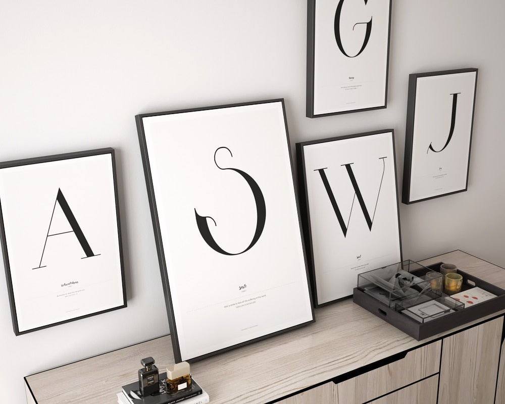 Nordic Alphabet Quotes A to M Posters Canvas Wall Prints