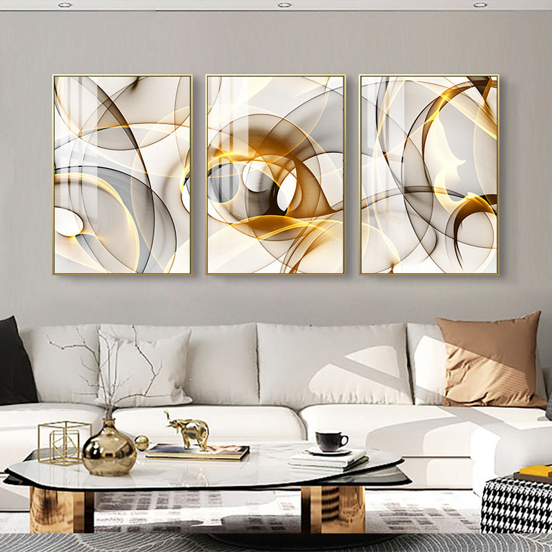 Grey Gold Abstract Minimalist Canvas Wall Art