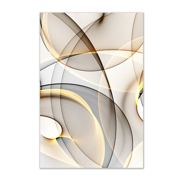Grey Gold Abstract Minimalist Canvas Wall Art