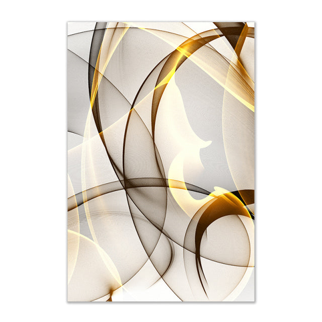 Grey Gold Abstract Minimalist Canvas Wall Art