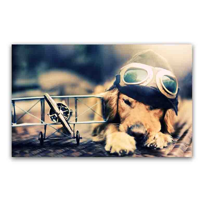 Cute Dog with Plane and Aviator Glasses