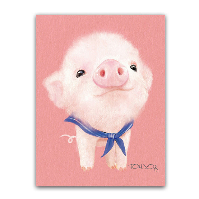 Pig Rabbit Nordic Poster Canvas Print