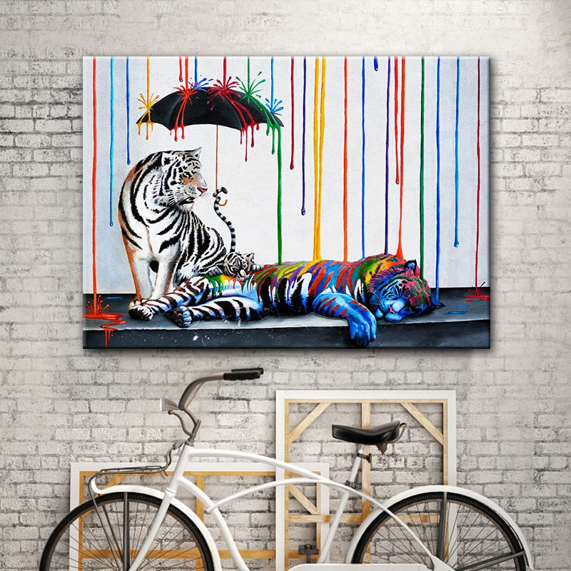 Tigers Misery Canvas Painting Graffiti Art