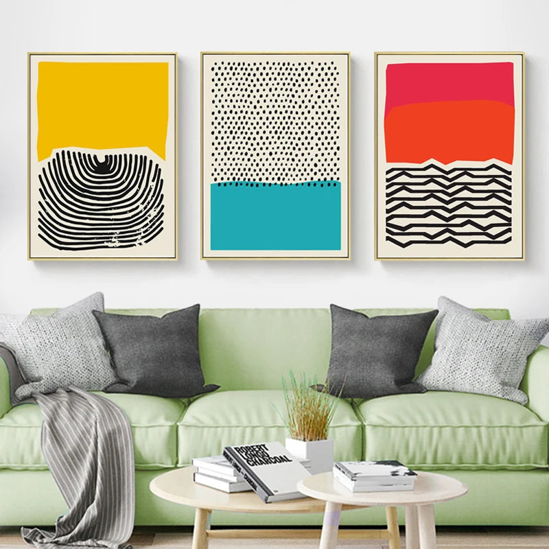 Colorful Abstract Yellow, Red and Blue Nordic Art