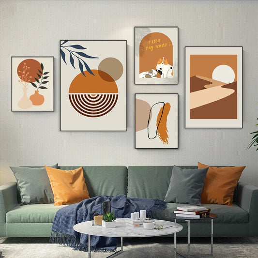 Plants and Cat Poster Interior Nordic Canvas Painting