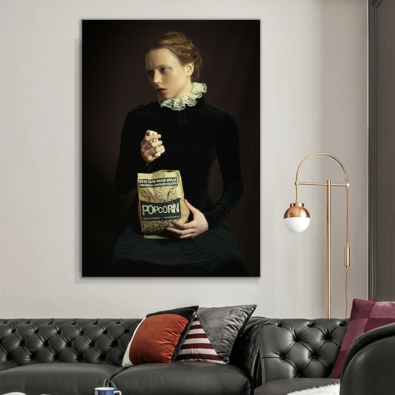 Europe French Style Popcorn Girl Vintage Poster
