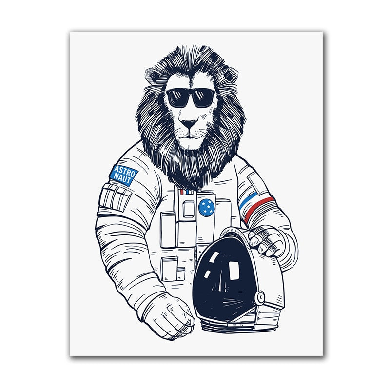 Astronaut Space Rocket Baby Nursery Wall Art Poster